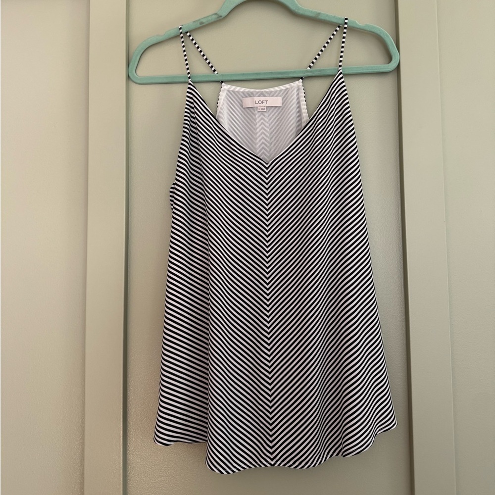 LOFT Black and White Chevron Camisole